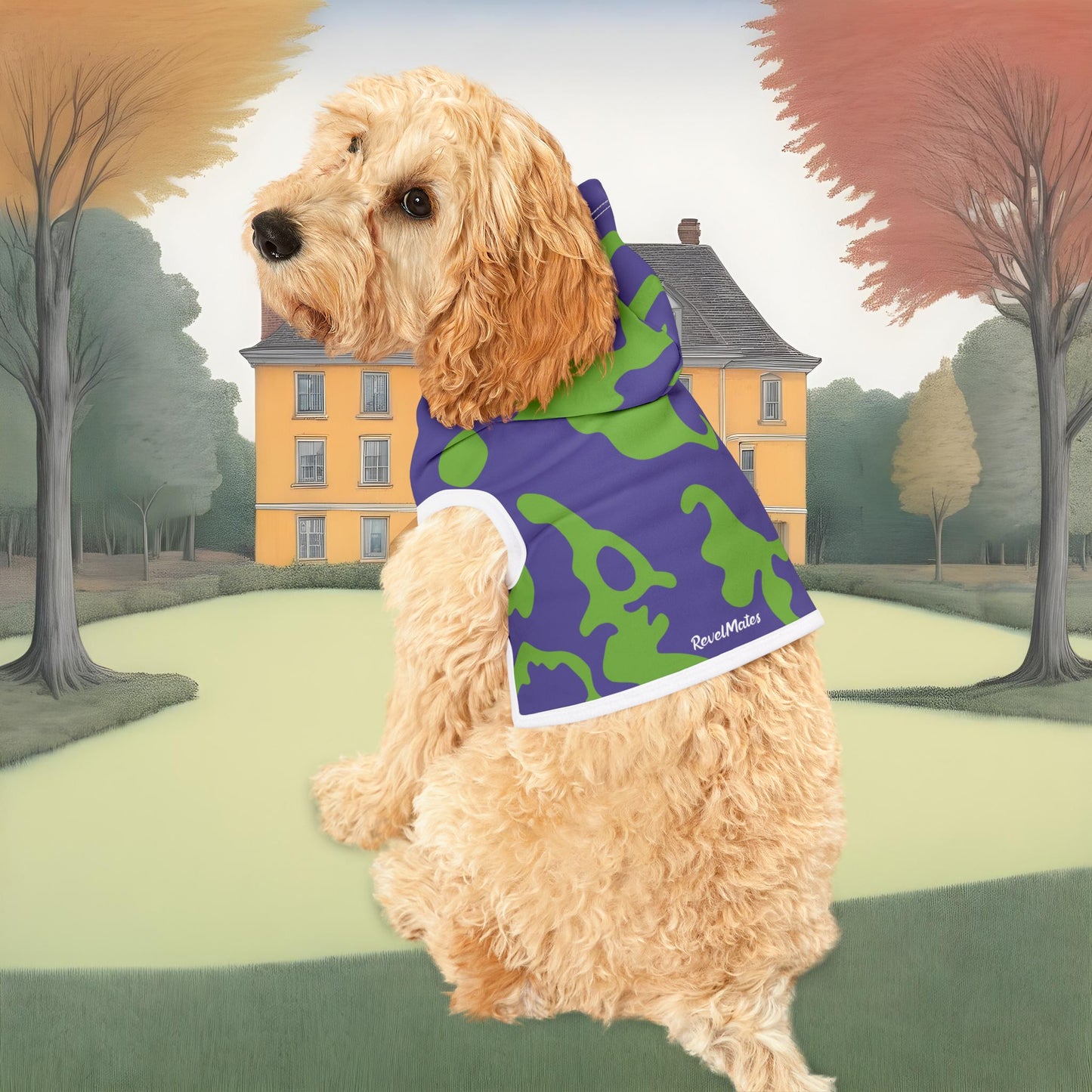 Pet Hoodie | for Dogs and Cats | Camouflage Lavender & Lime Design