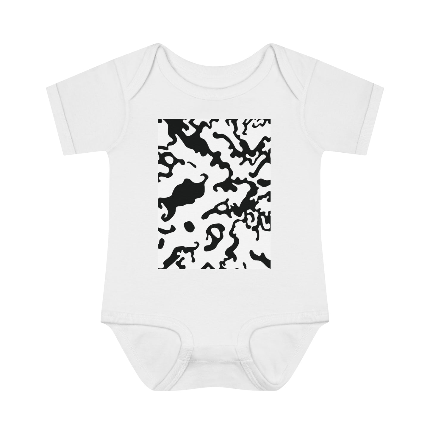 Unisex Infant Baby Rib Bodysuit | NB-24M | Camouflage Black & White Design | 2 colors