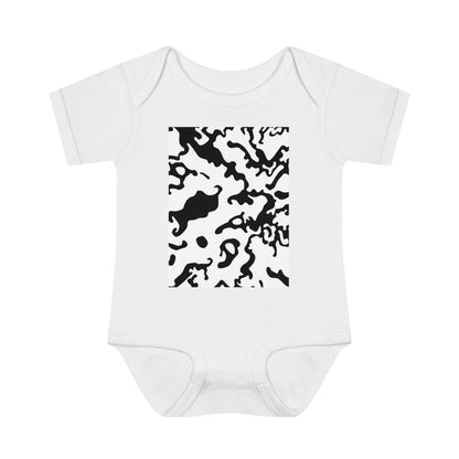 Unisex Infant Baby Rib Bodysuit | NB-24M | Camouflage Black & White Design | 2 colors