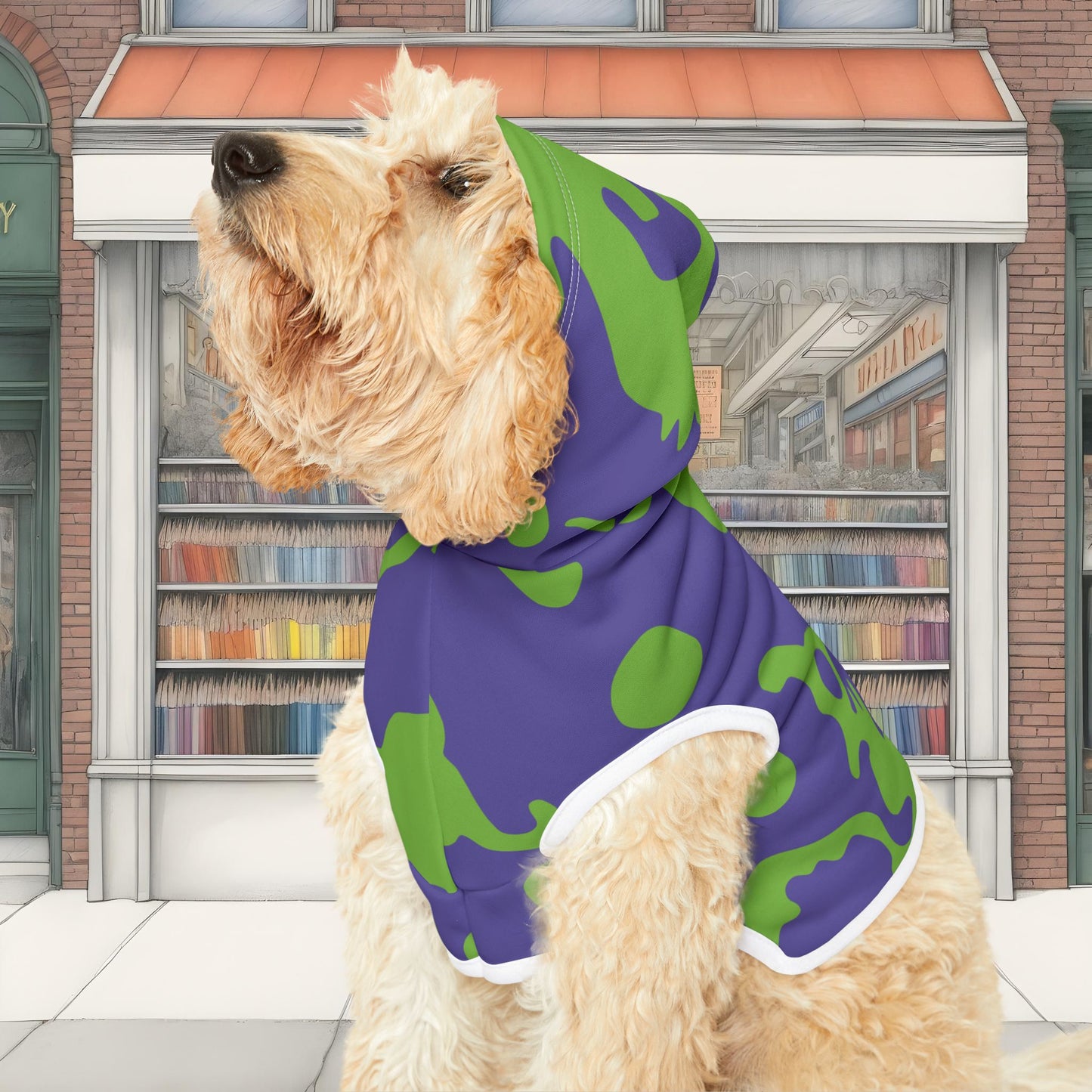 Pet Hoodie | for Dogs and Cats | Camouflage Lavender & Lime Design