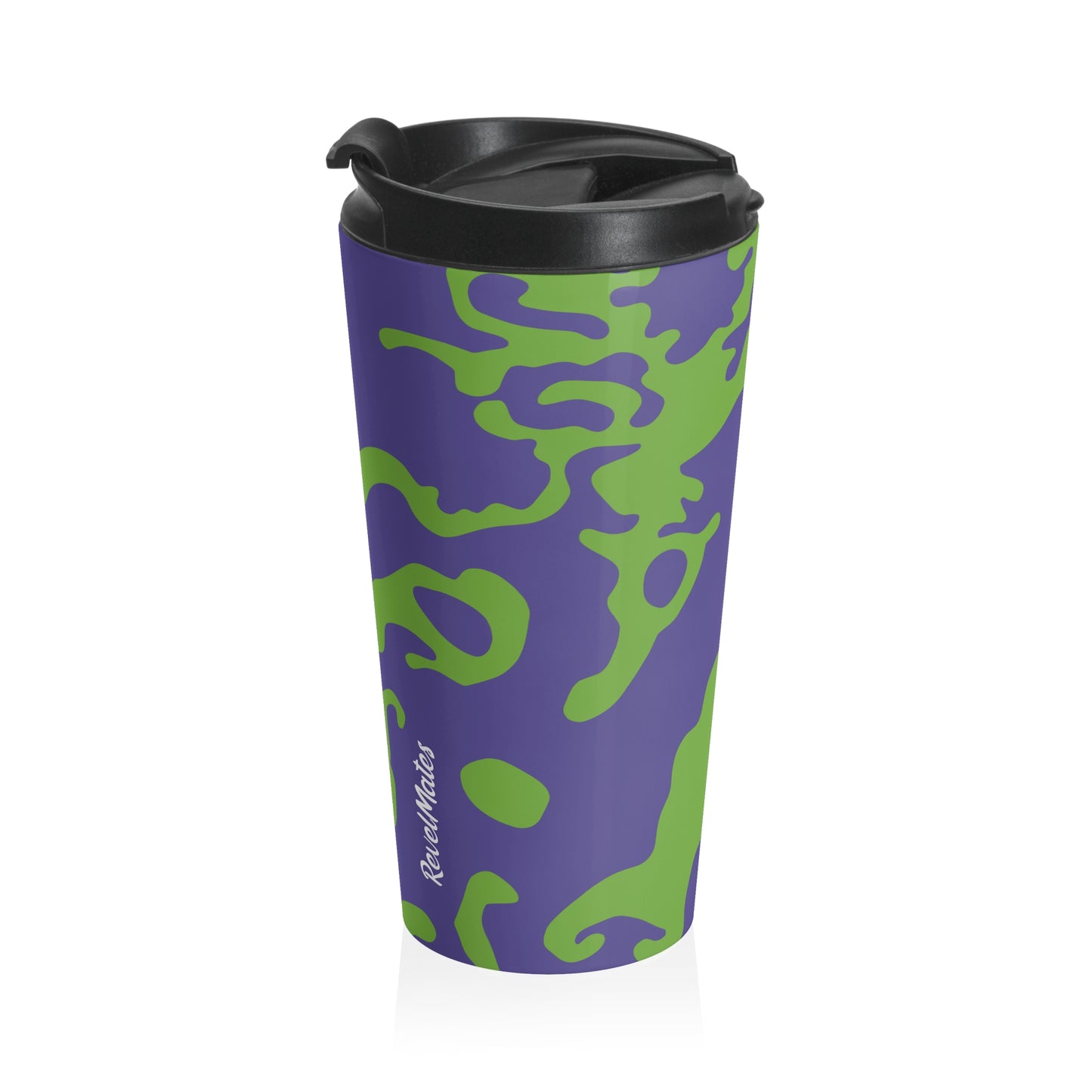 Stainless Steel Travel Mug With Cup 15oz (440ml)| Camouflage Lavender & Lime Design