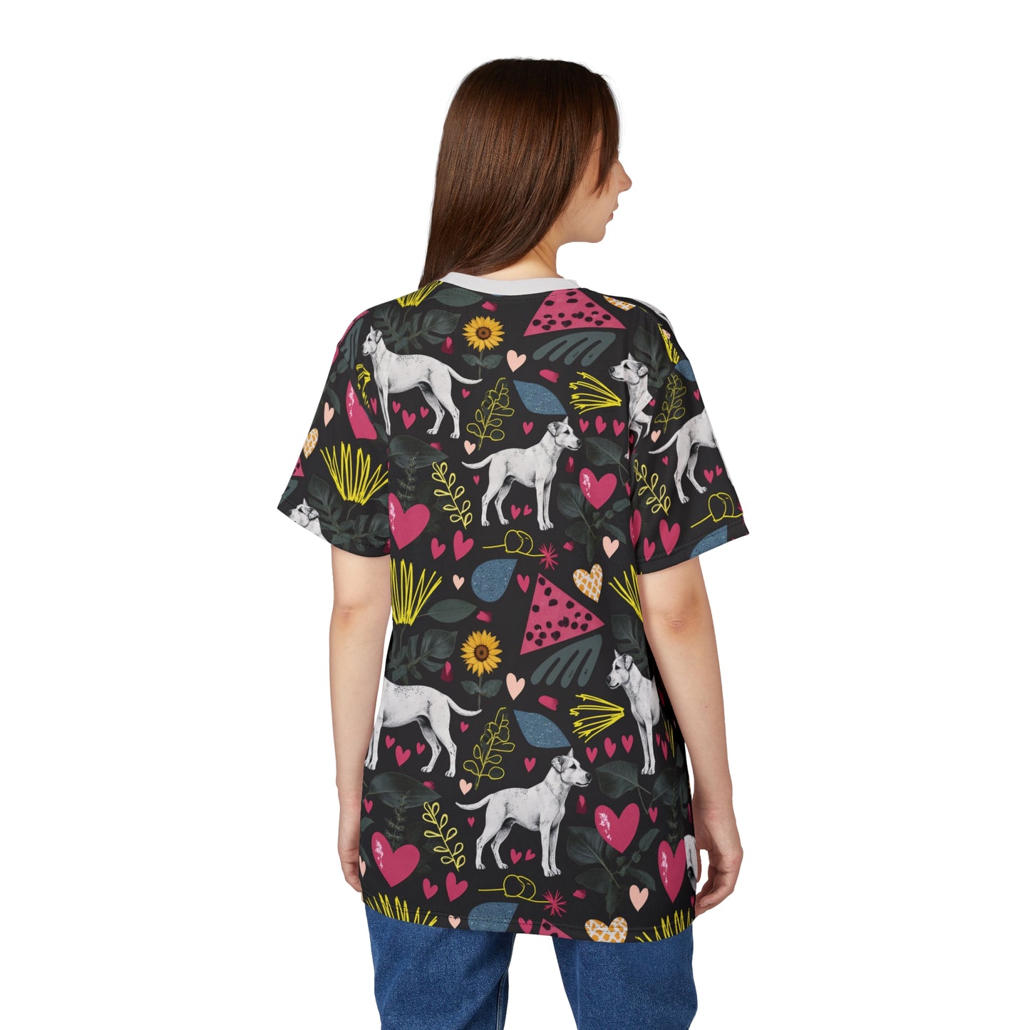 Unisex Cut & Sew T-Shirt | All Over Print Tee | Hearts & Tails Design