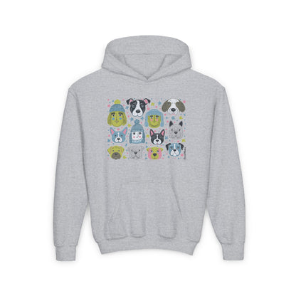 Youth Unisex Heavy Blend Hoodie | Winter Doggies Design | 7 colors