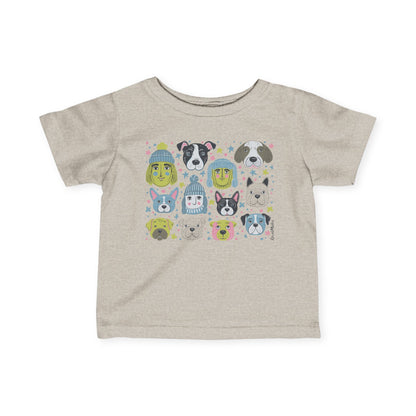 Infant Unisex Lightweight Fine Jersey T-Shirt | 6M-24M | Winter Doggies Design | 12 colors