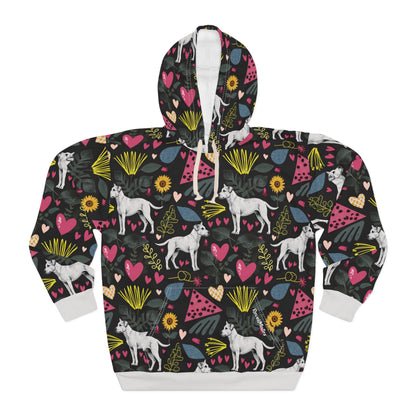 Unisex Cut & Sew Pullover Hoodie | All Over Print Hoodie | Hearts & Tails Design