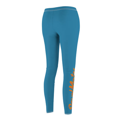 Women's Cut & Sew Casual Leggings | Blue & Orange RevelMates Design
