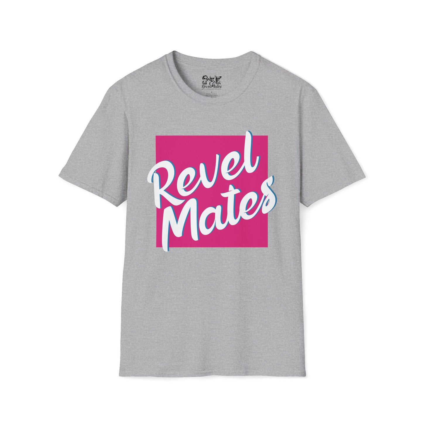 Unisex Softstyle T-Shirt | Fuchsia & White RevelMates Square Design | 4 colors