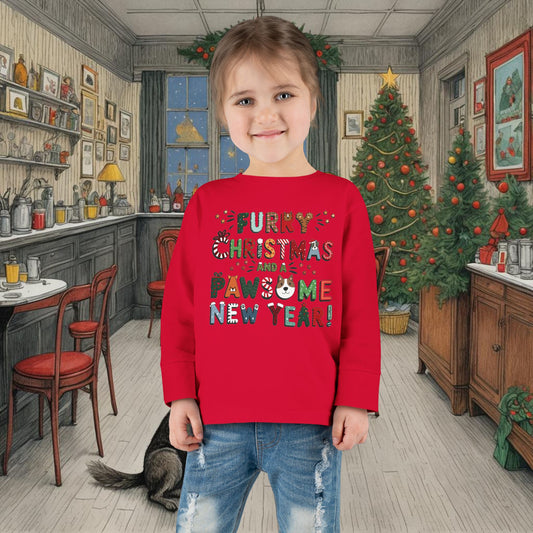 Toddler Unisex Long Sleeve T-Shirt | Furry Christmas Design | 8 colors