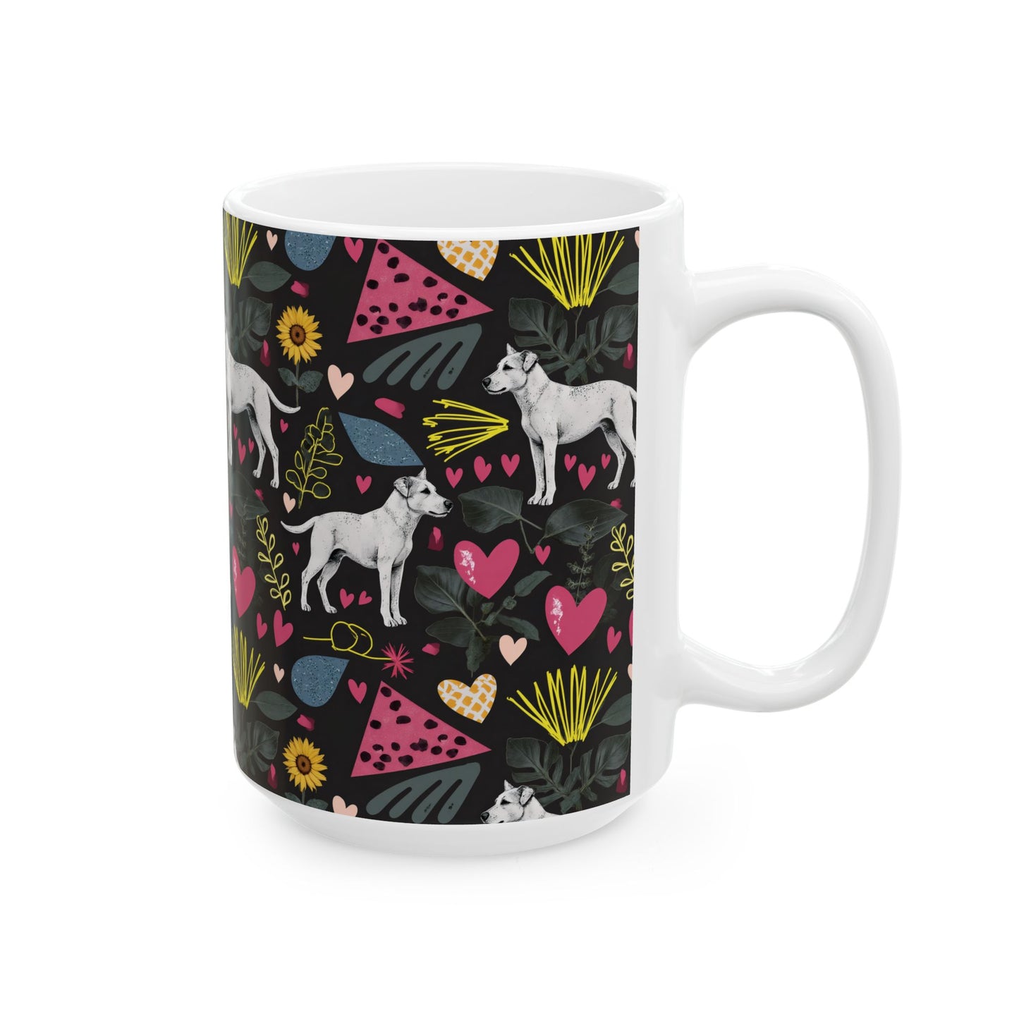 Ceramic Mug (11oz, 15oz) | Hearts & Tails Design | 2 sizes