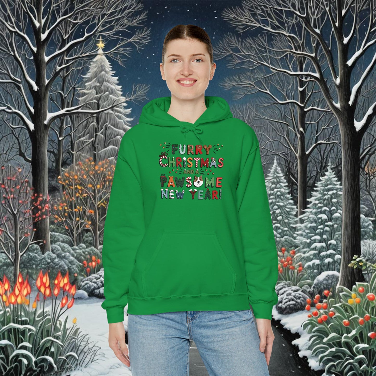 Unisex Heavy Blend Hoodie | Solid Colors V.1 | Furry Christmas Design | 12 colors