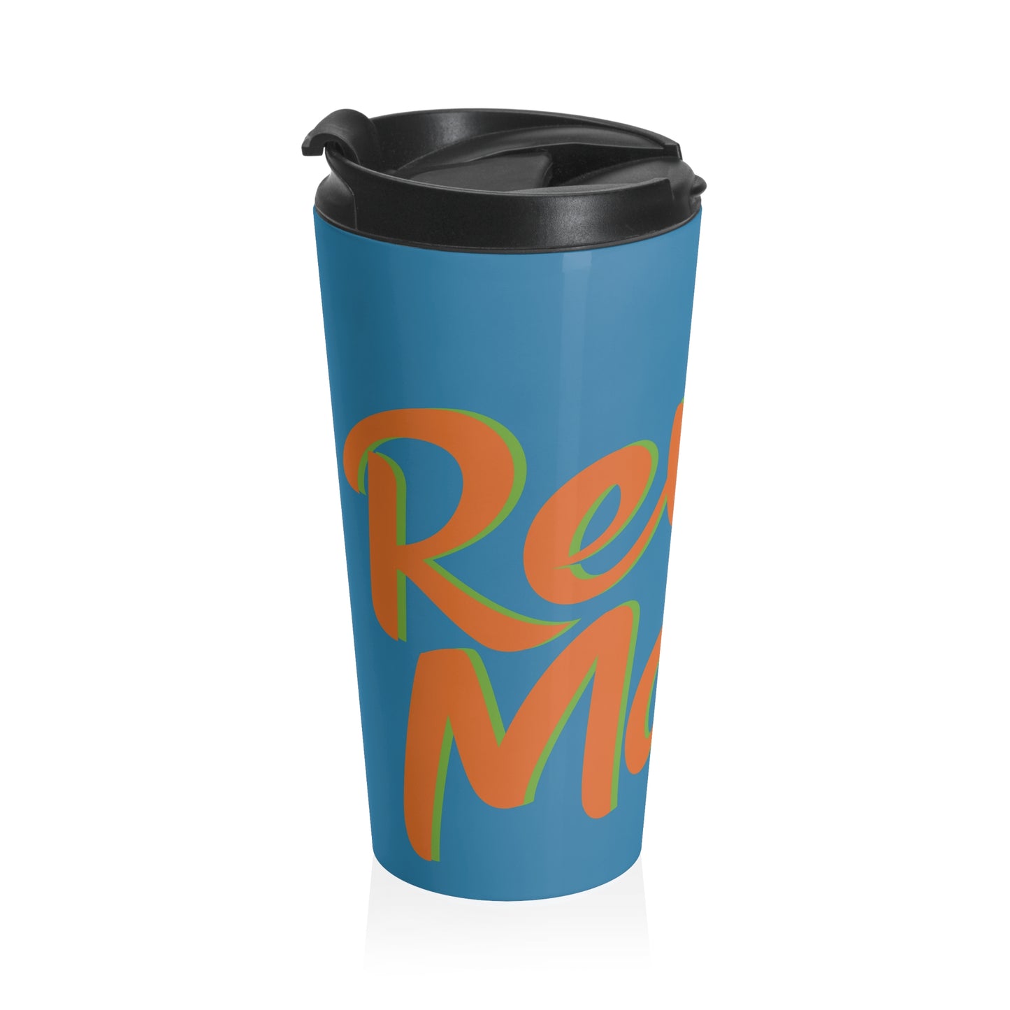 Stainless Steel Travel Mug With Cup 15oz (440ml)| Blue & Orange RevelMates Design