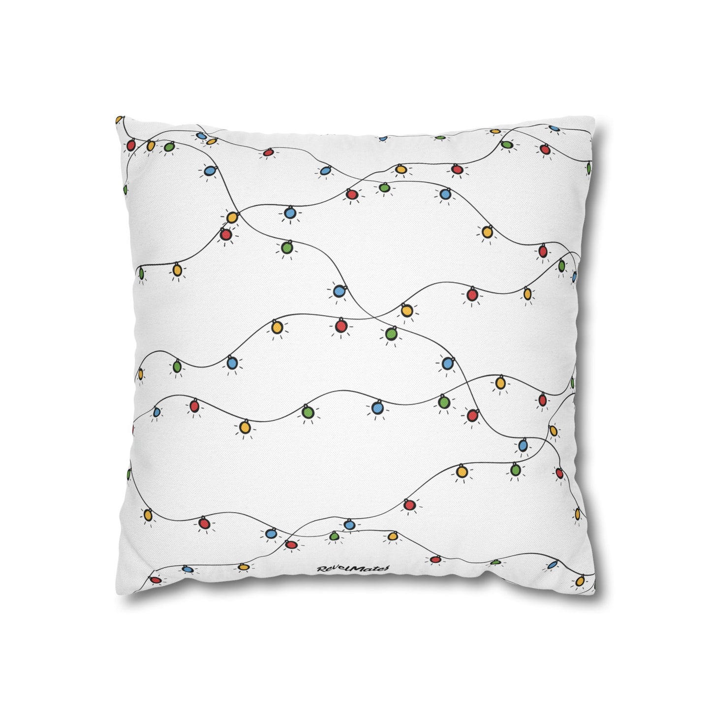 Spun Polyester Square Pillowcase | Christmas Lights Design | 4 sizes