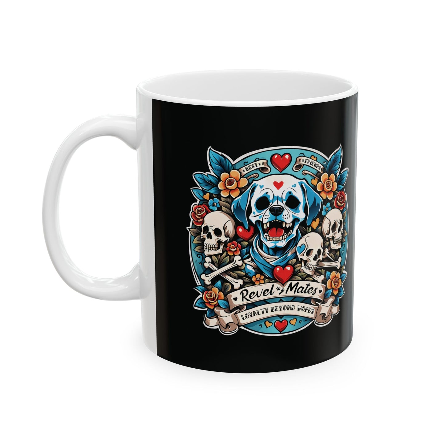 Ceramic Mug (11oz, 15oz) | Dog Skull Tattoo Design | 2 colors | 2 sizes