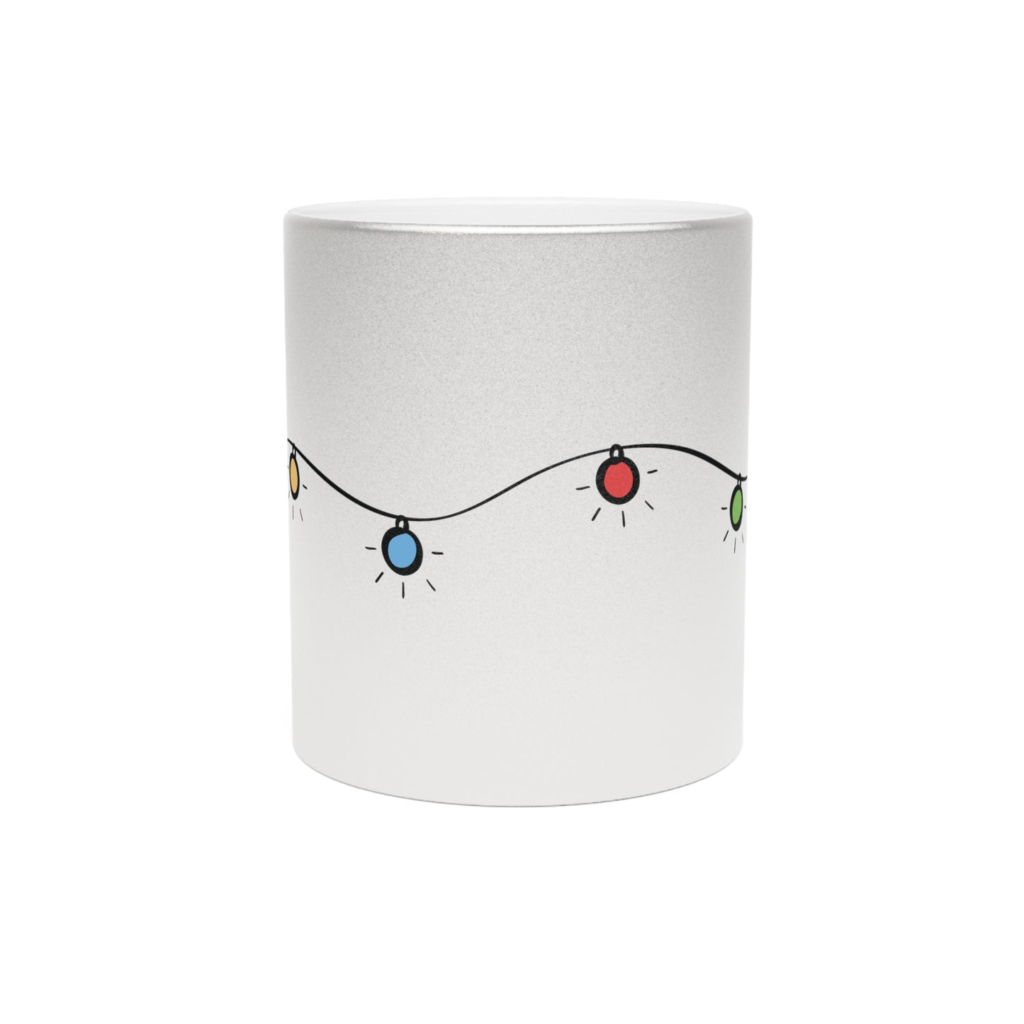 Silver & Gold Metallic Ceramic Mugs (11oz, 15oz) | Christmas Lights Design