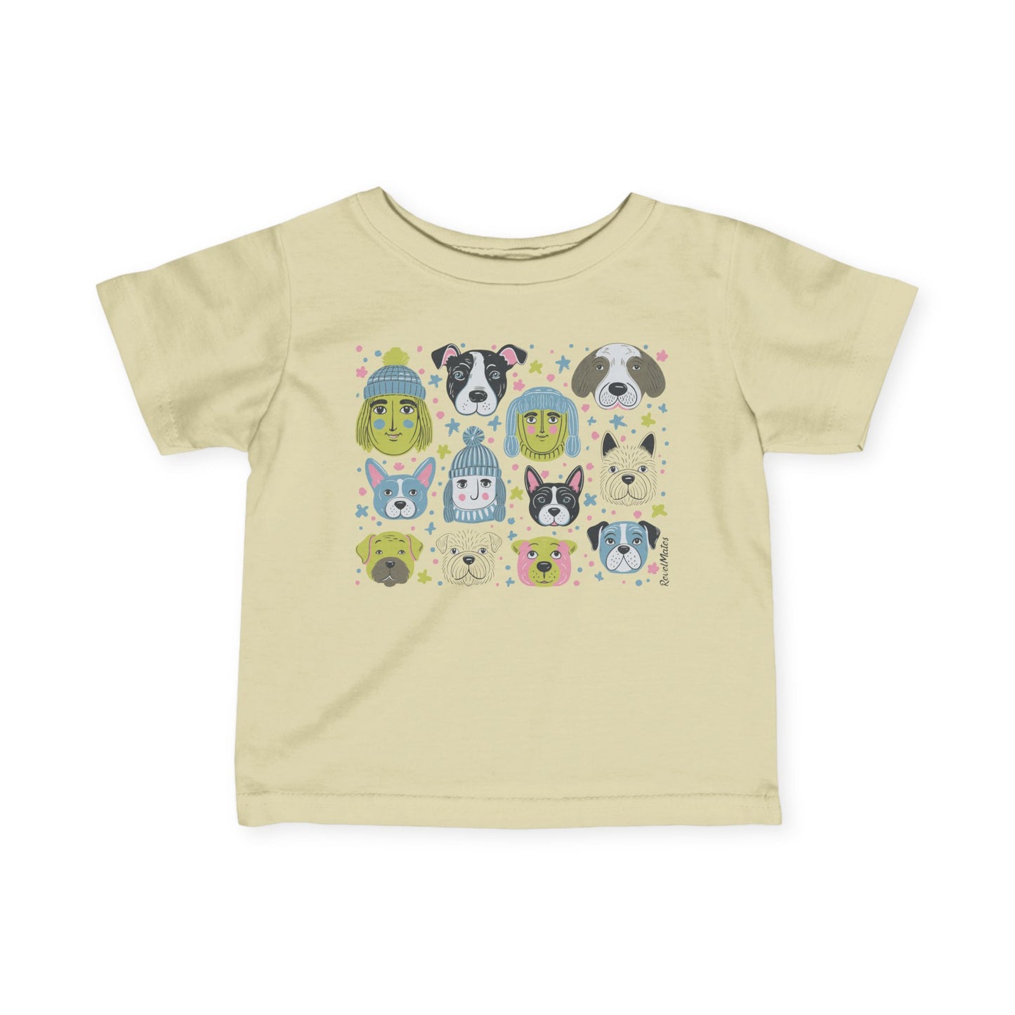 Infant Unisex Lightweight Fine Jersey T-Shirt | 6M-24M | Winter Doggies Design | 12 colors