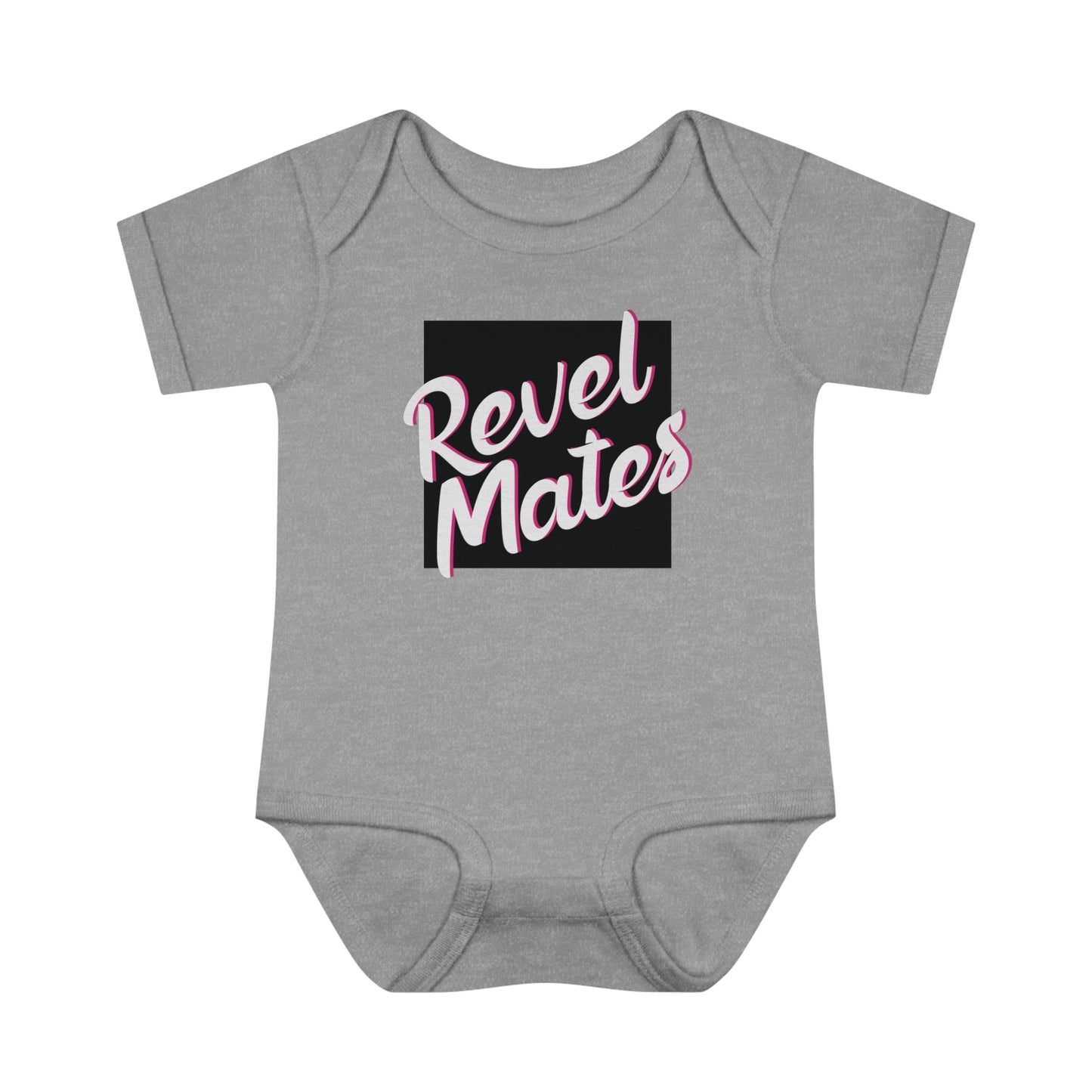 Unisex Infant Baby Rib Bodysuit | NB-24M | Black & White RevelMates Square Design | 4 colors