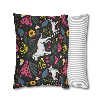 Spun Polyester Square Pillowcase | Hearts & Tails Design | 4 sizes