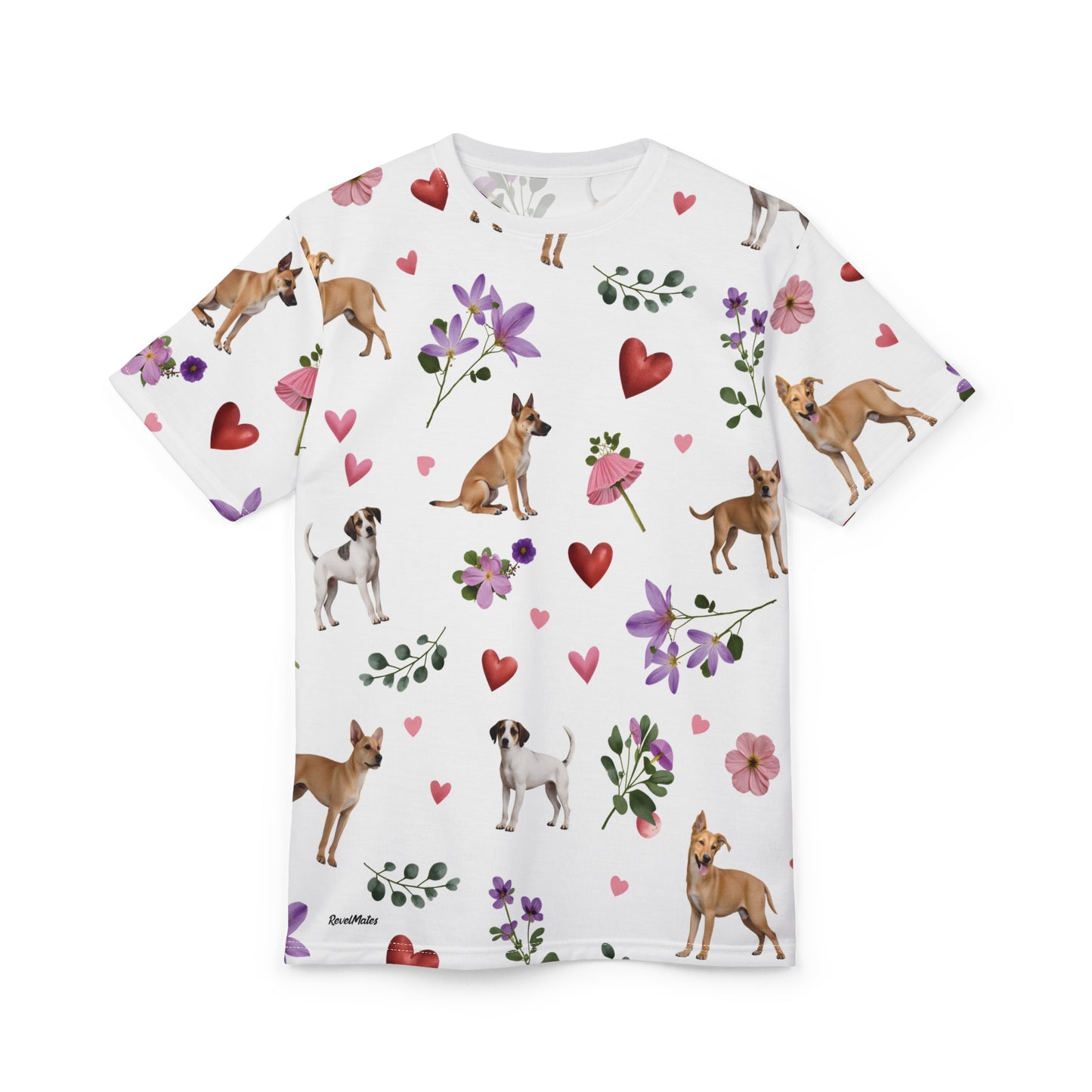 Unisex Cut & Sew T-Shirt | All Over Print Tee | Puppy Love Design