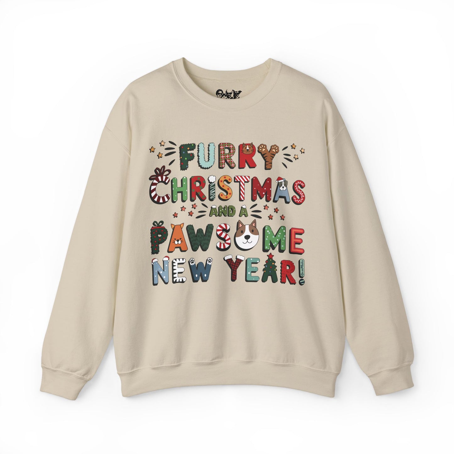 Unisex Heavy Blend Crewneck Sweatshirt | Solid Colors V.1 | Furry Christmas Design | 13 colors