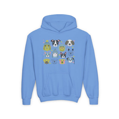 Youth Unisex Heavy Blend Hoodie | Winter Doggies Design | 7 colors