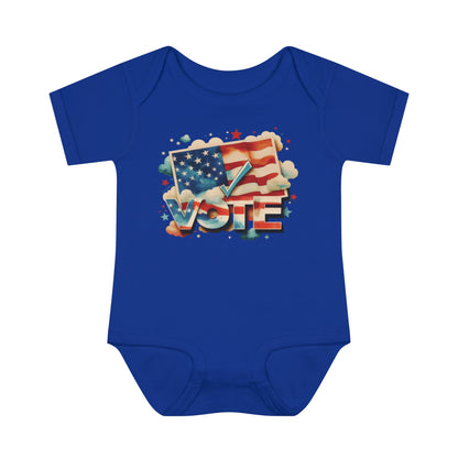 Unisex Infant Baby Rib Bodysuit | NB-24M | VOTE Watercolor Design | US Elections | 8 colors