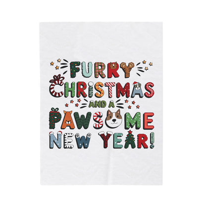 Velveteen Plush Blanket | Furry Christmas Design | 3 sizes