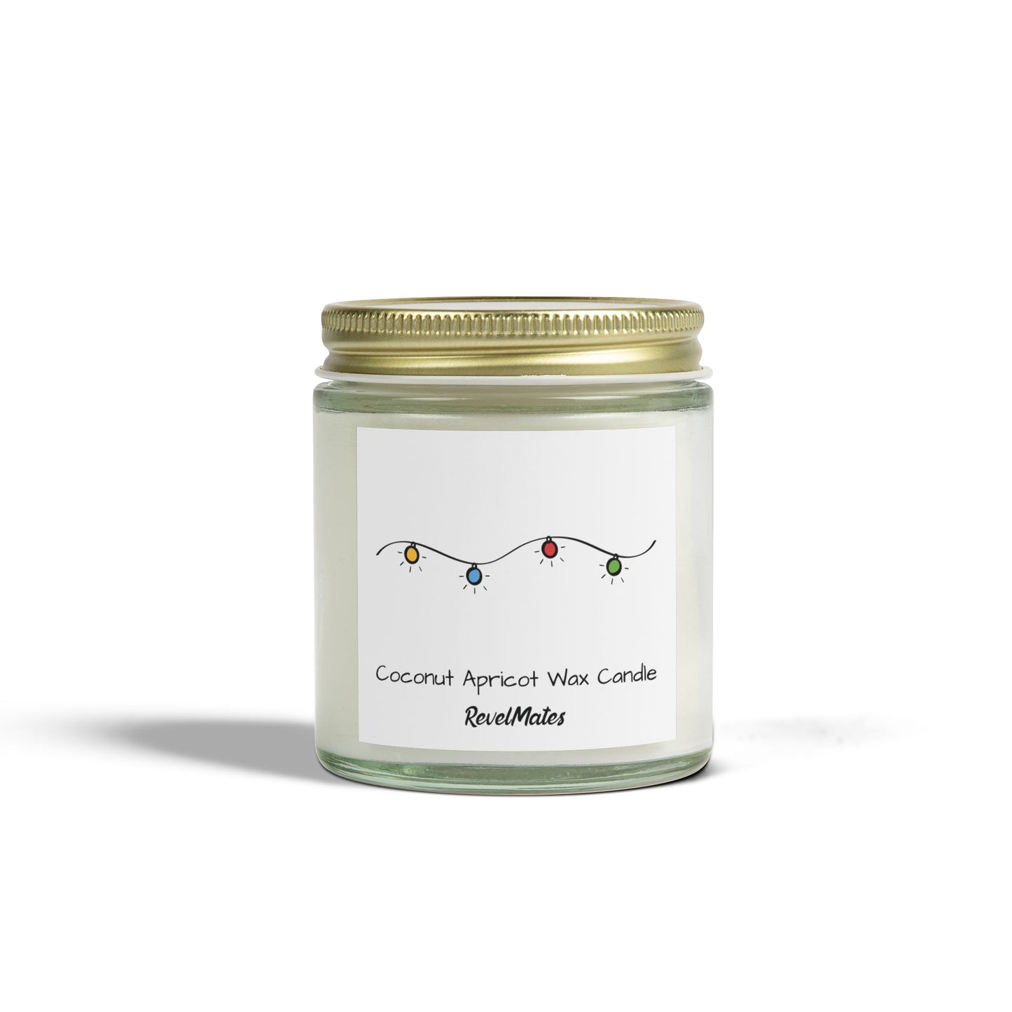 Coconut Apricot Wax Scented Candles (4oz, 9oz) | Christmas Lights Design | 2 colors | 9 scents