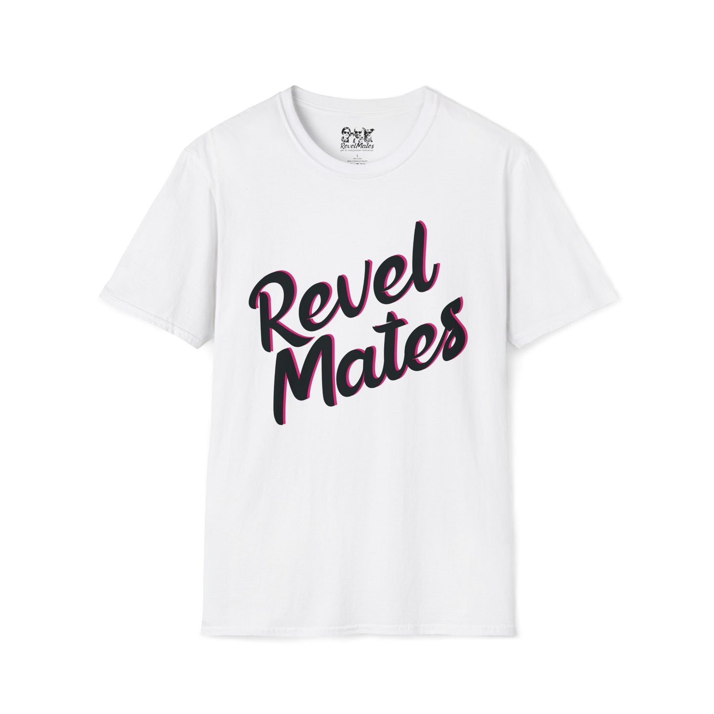 Unisex Softstyle T-Shirt | White & Black RevelMates Square Design | 4 colors