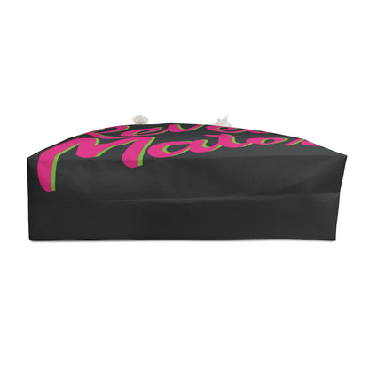 Weekender Beach Bag | All Over Print Bag | Black & Fuchsia RevelMates Design