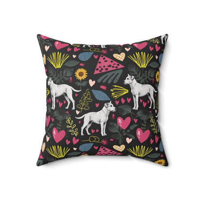 Spun Polyester Square Pillow | Hearts & Tails Design | 4 sizes