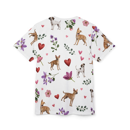 Unisex Cut & Sew T-Shirt | All Over Print Tee | Puppy Love Design