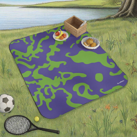 Picnic Blanket | Camouflage Lavender & Lime Design