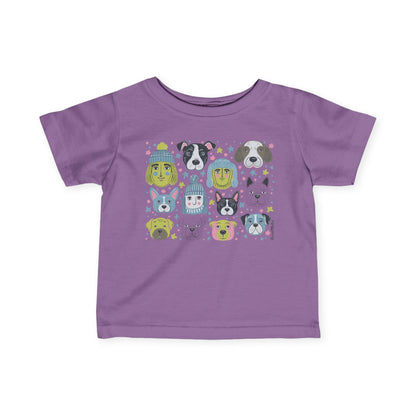 Infant Unisex Lightweight Fine Jersey T-Shirt | 6M-24M | Winter Doggies Design | 12 colors