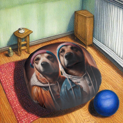 Round Tufted Floor Pillow | for Pets and Companions | Hip-Hop Brothers Design