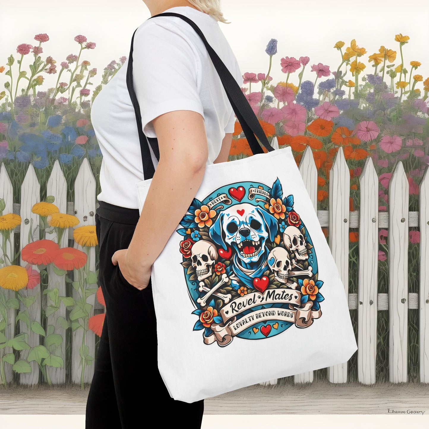 Tote Bag | All Over Print Bag | Dog Skull Tattoo Design