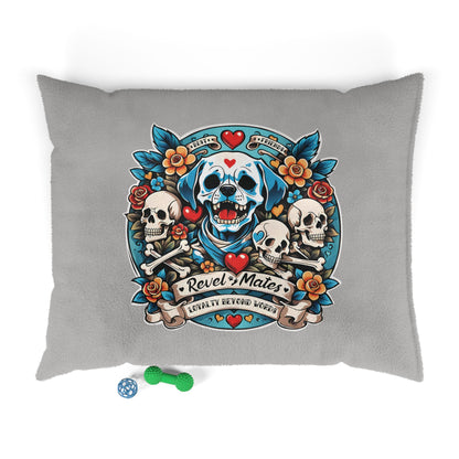 Pet Bed | for Dogs, Cats and all beloved Pets | Dog Skull Tattoo Design | 4 colors