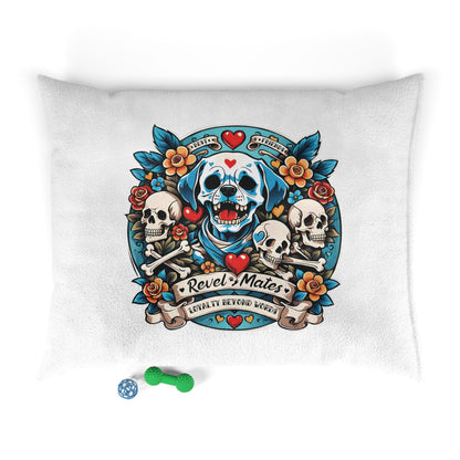 Pet Bed | for Dogs, Cats and all beloved Pets | Dog Skull Tattoo Design | 4 colors