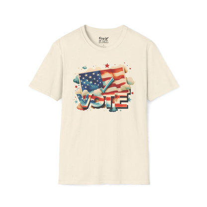 Unisex Softstyle T-Shirt | Solid Colors | VOTE Watercolor Design | US Elections | 15 colors