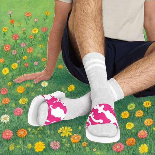 Men's Removable Strap Sandals | Camouflage Fuchsia & White Design