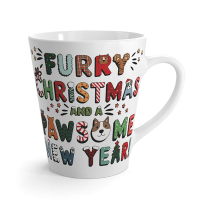 Latte Mug 12oz (350 ml) | Furry Christmas Design