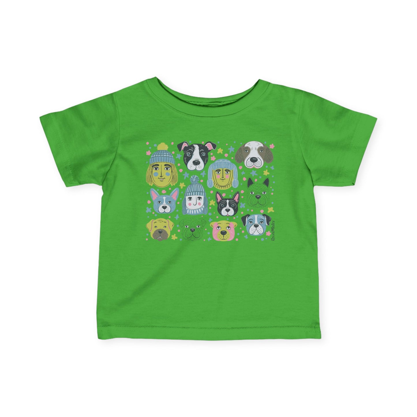 Infant Unisex Lightweight Fine Jersey T-Shirt | 6M-24M | Winter Doggies Design | 12 colors