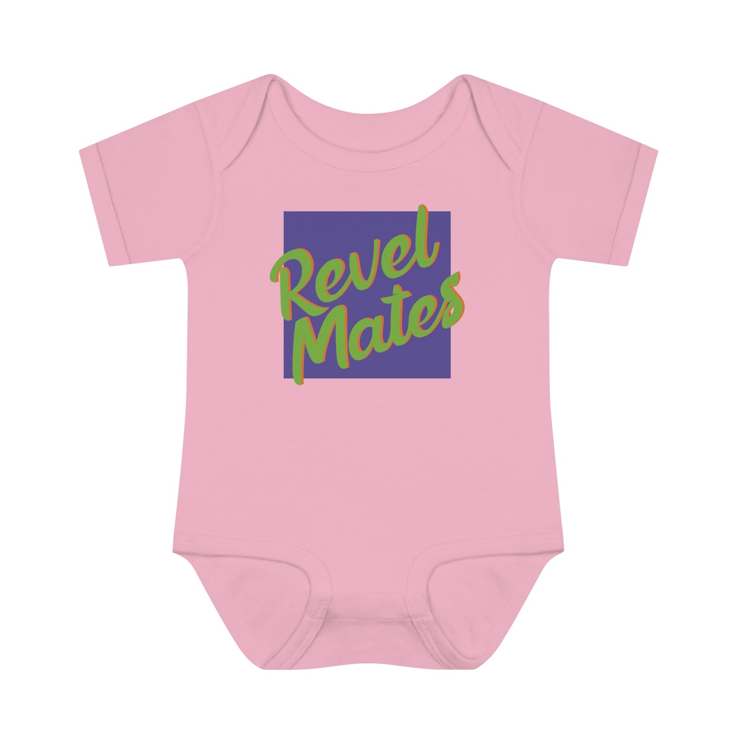 Unisex Infant Baby Rib Bodysuit | NB-24M | Lavender & Lime RevelMates Square Design | 4 colors