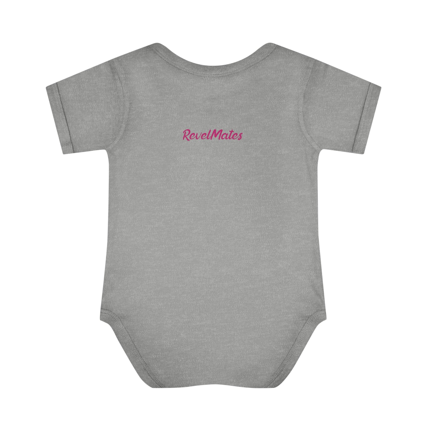 Infant Unisex Baby Rib Bodysuit | NB-24M | Black & Fuchsia RevelMates Square Design | 4 colors