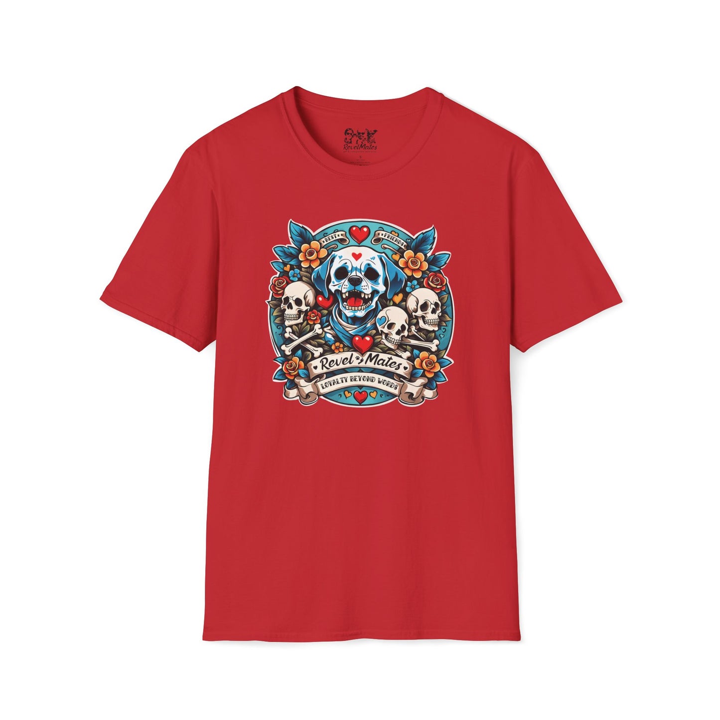 Unisex Softstyle T-Shirt | Solid Colors | Dog Skull Tattoo Design | 15 colors