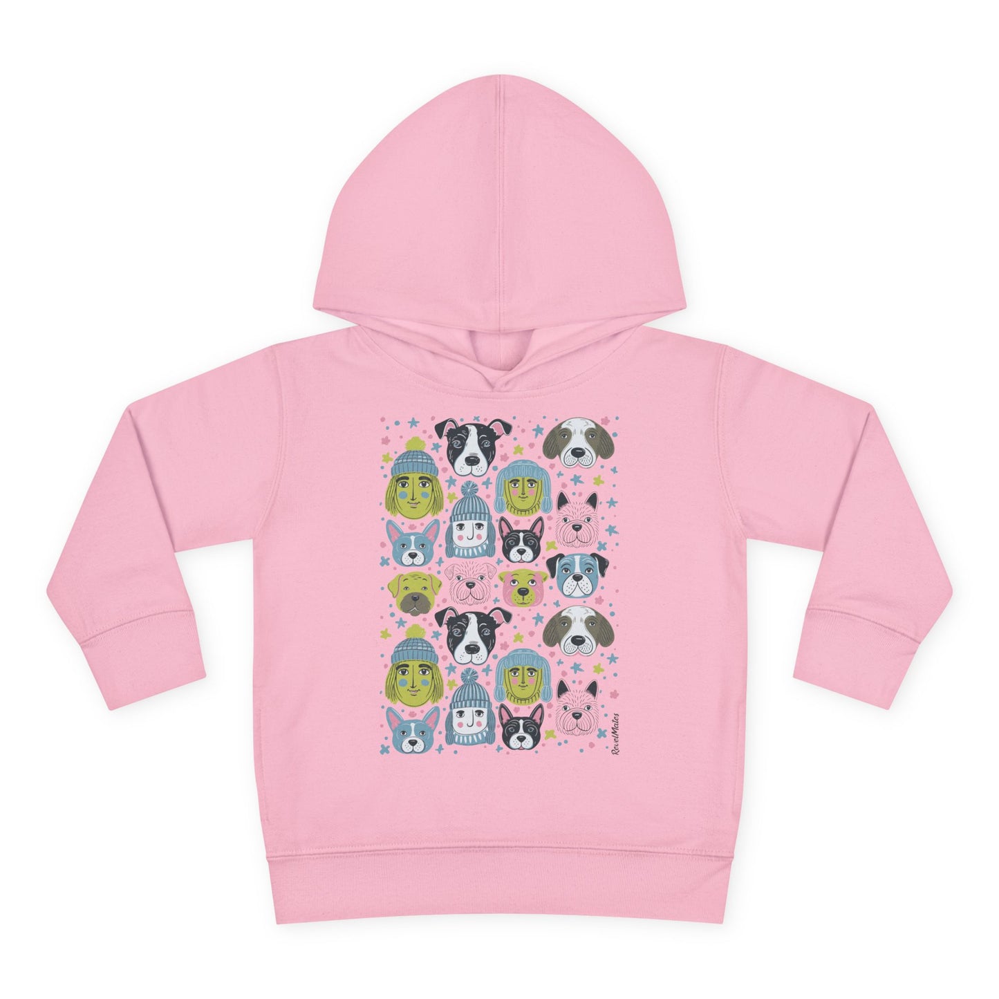 Toddler Unisex Pullover Fleece Hoodie | Winter Doggies Design | 7 colors