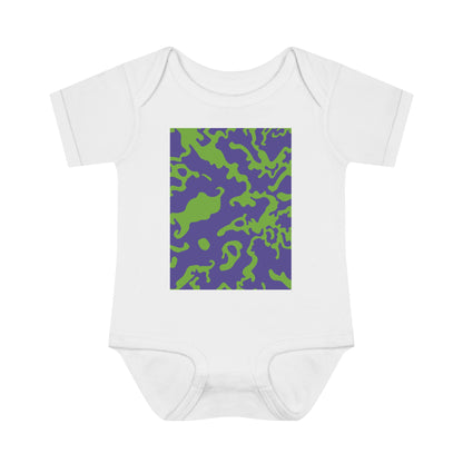 Unisex Infant Baby Rib Bodysuit | NB-24M | Camouflage Lavender & Lime Design