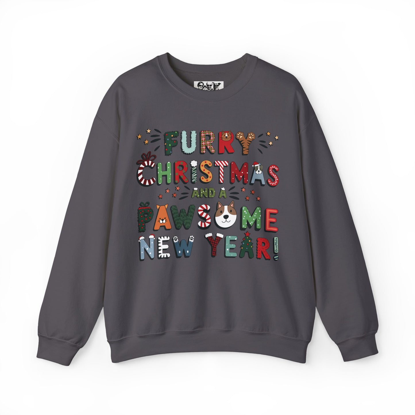 Unisex Heavy Blend™ Crewneck Sweatshirt | Solid Colors | Furry Christmas Design | 15 colors