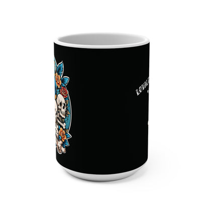 Ceramic Mug 15oz (440 ml) | Dog Skull Tattoo Design | 4 colors