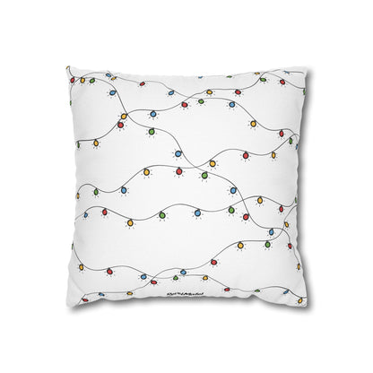 Spun Polyester Square Pillowcase | Christmas Lights Design | 4 sizes