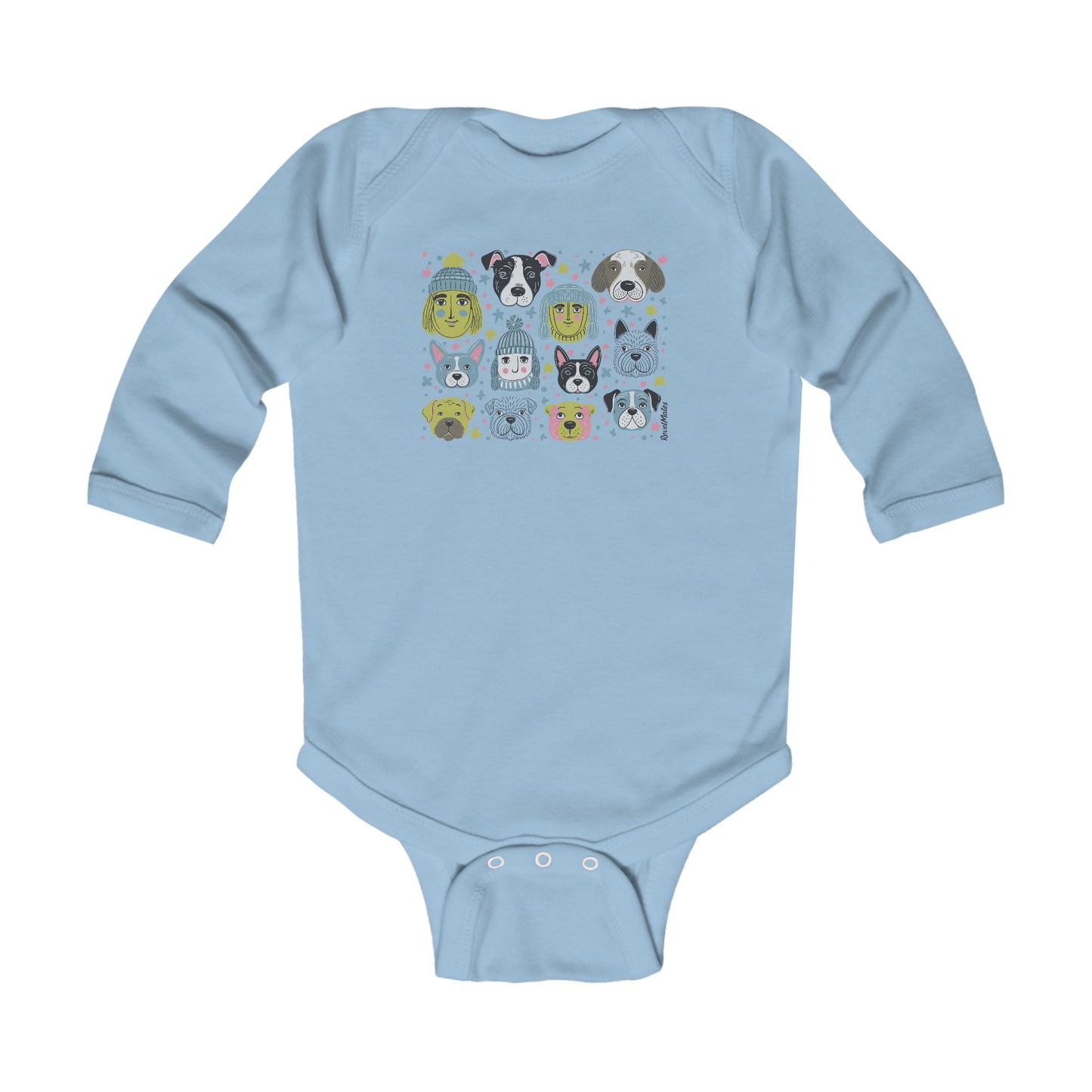 Infant Unisex Long Sleeve Bodysuit | Winter Doggies Design | 4 colors